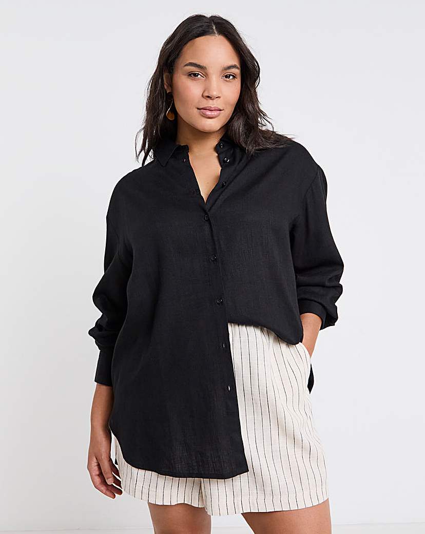 Black Linen Mix Shirt