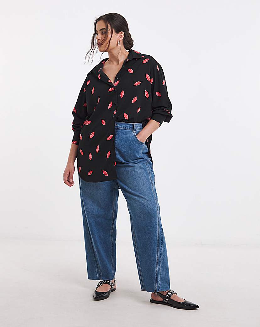 Lips Print Crepe Shirt