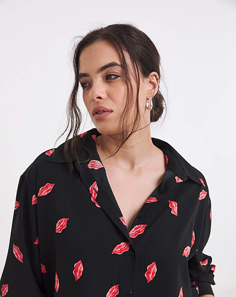 Lips Print Crepe Shirt