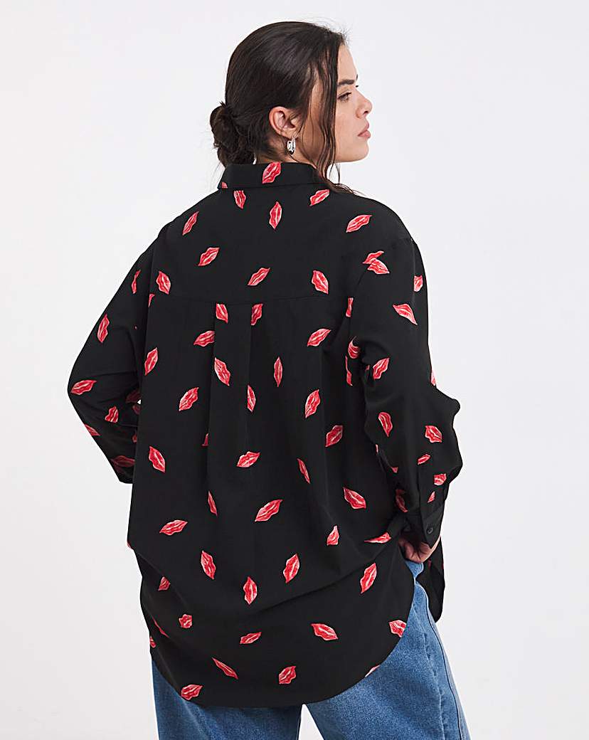 Lips Print Crepe Shirt
