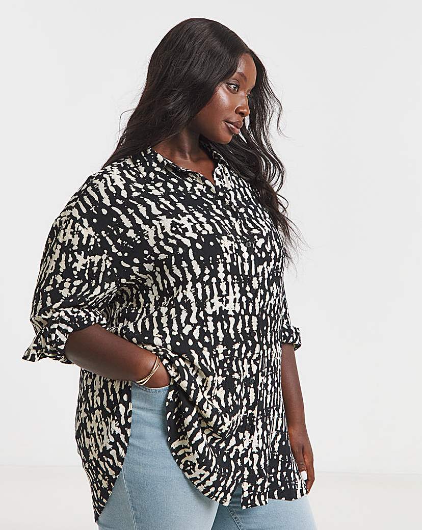 Mono Print Crinkle Shirt