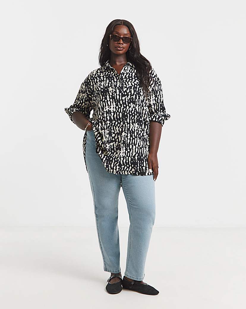 Mono Print Crinkle Shirt