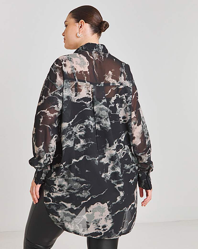 Black Relaxed Sheer Shirt