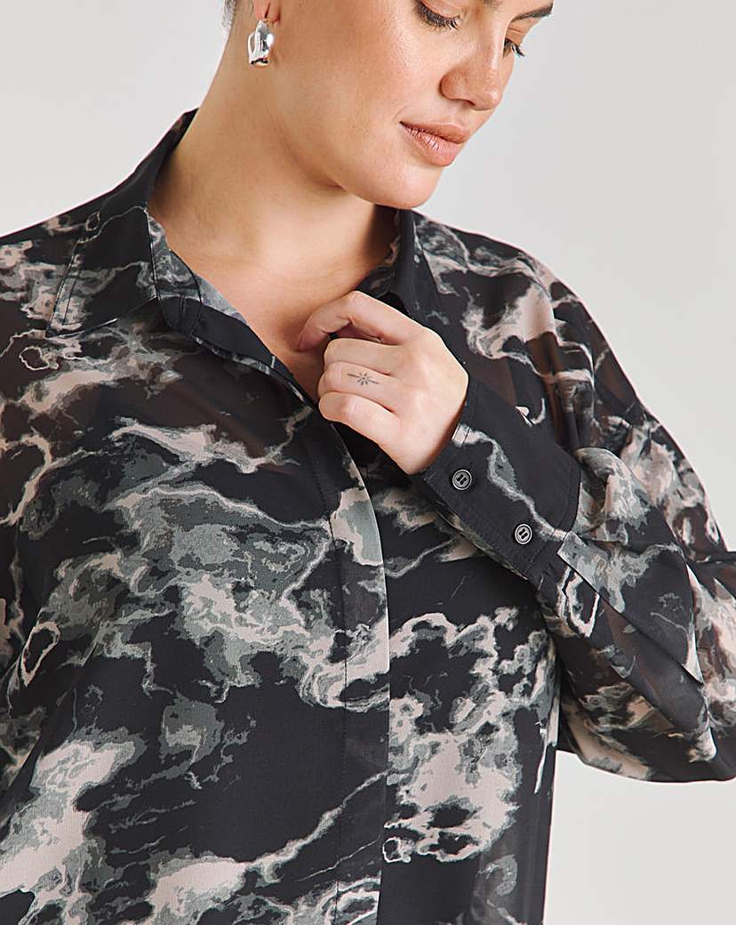 Black Relaxed Sheer Shirt