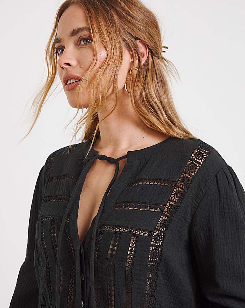 Black Cutwork Blouse