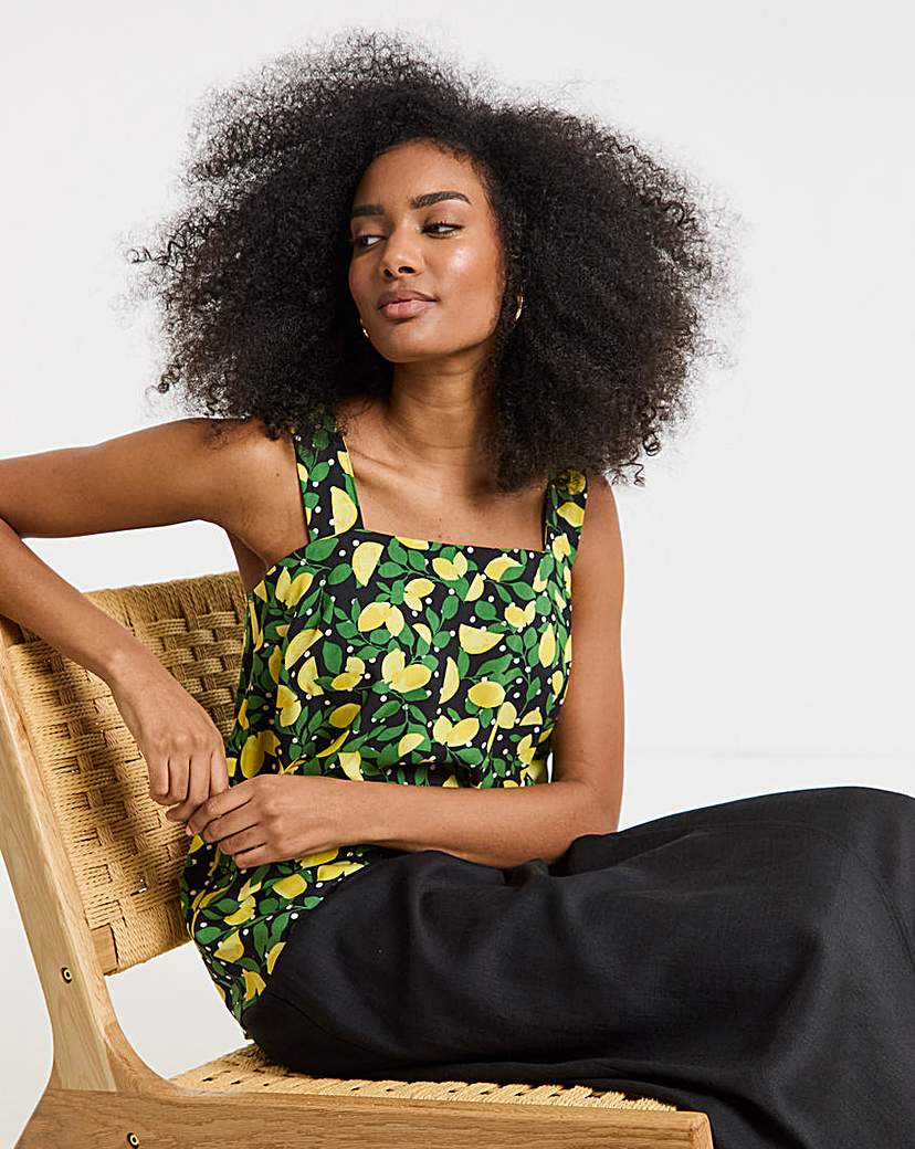 Lemon Print Square Neck Cami