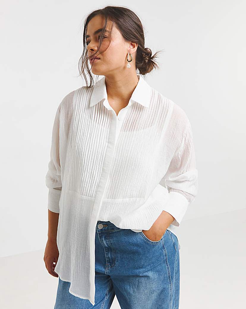 White Pintuck Tuxedo Shirt
