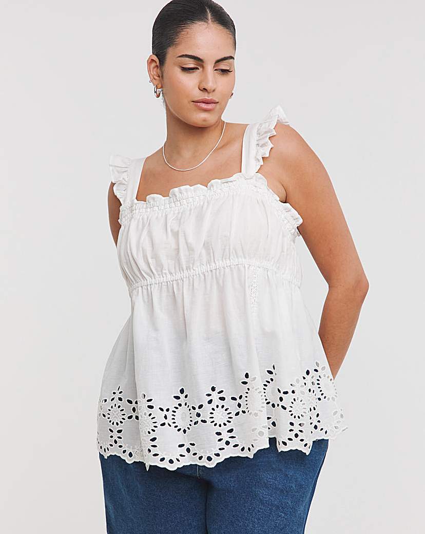 New In - White Broderie Detail Vest Top