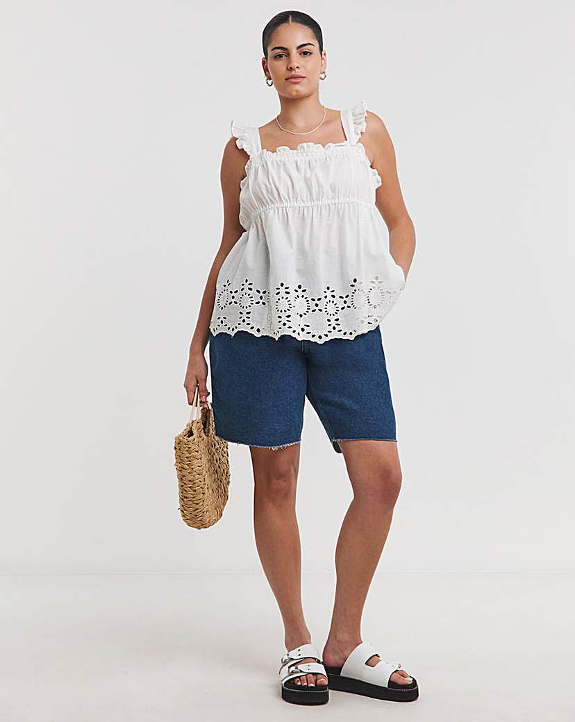 White Broderie Detail Cami