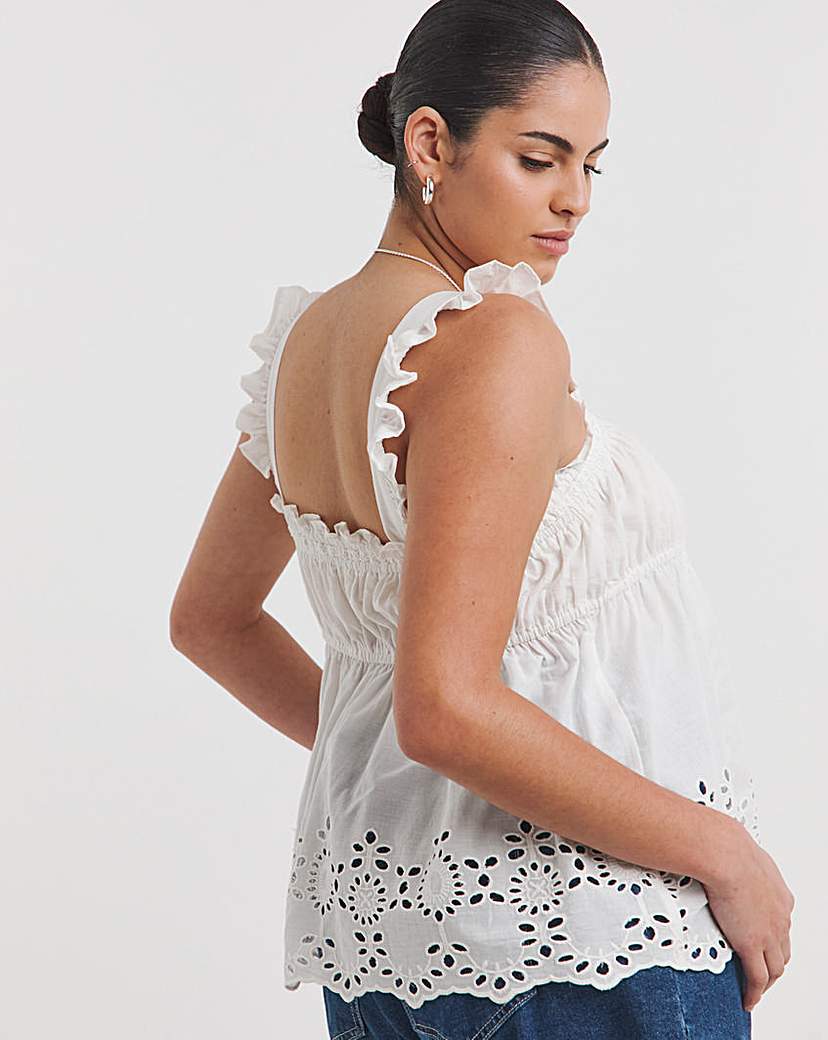 White Broderie Detail Cami