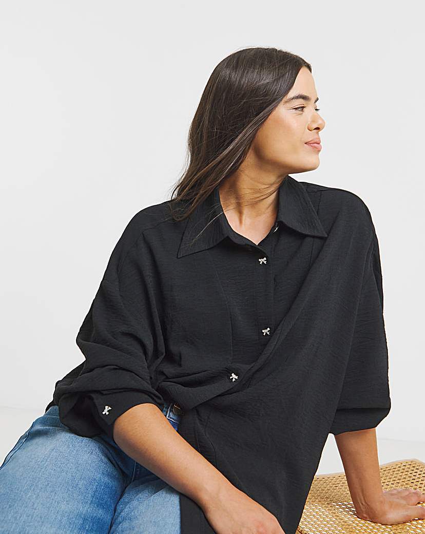 New In - Simply Be Bow Button Detail Shirt