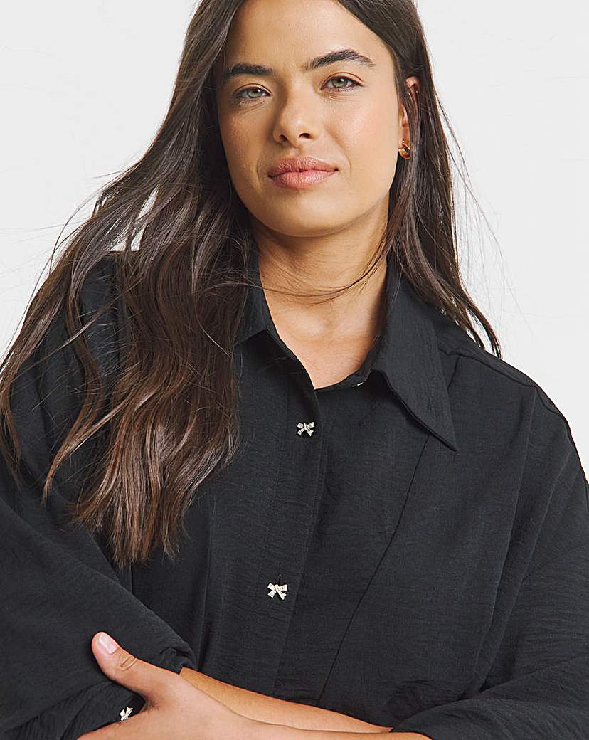 Simply Be Bow Button Detail Shirt