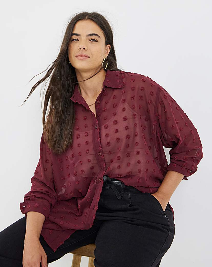 New In - Burgundy Oversized Dobby Shirt