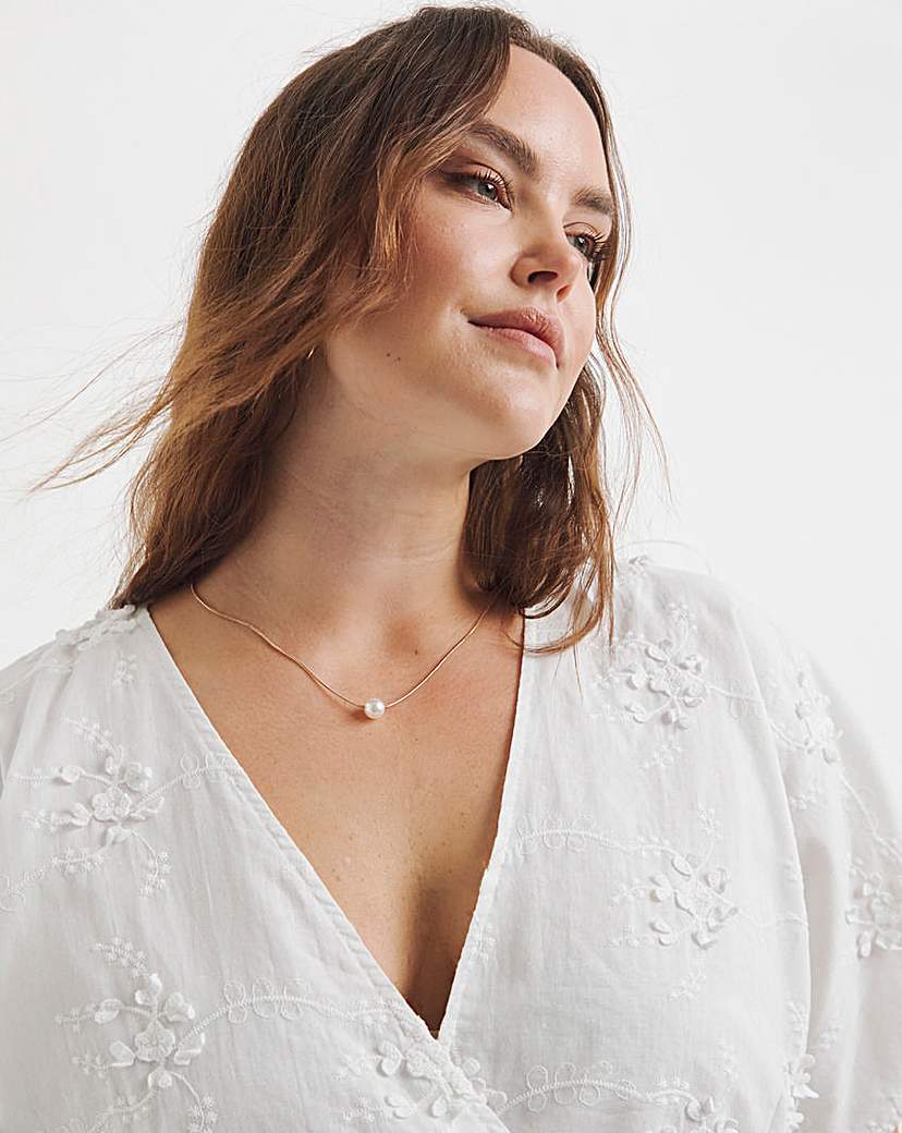 White Applique Floral Smock Blouse