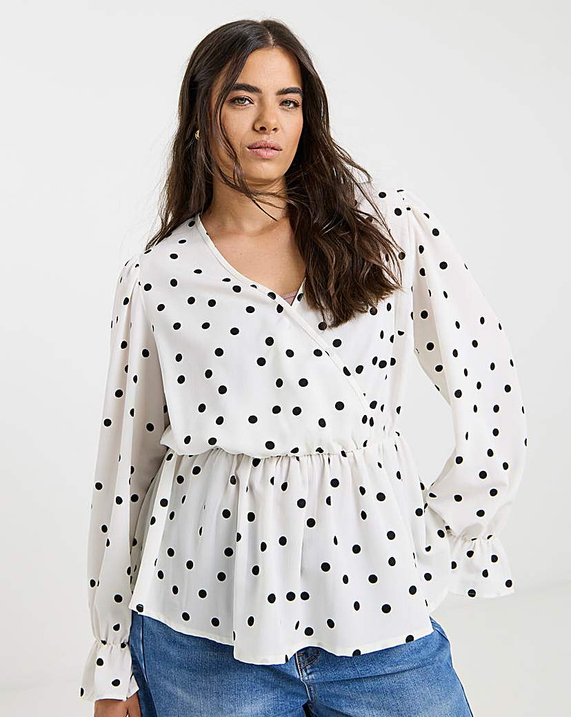 New In - Mono Spot Wrap Blouse