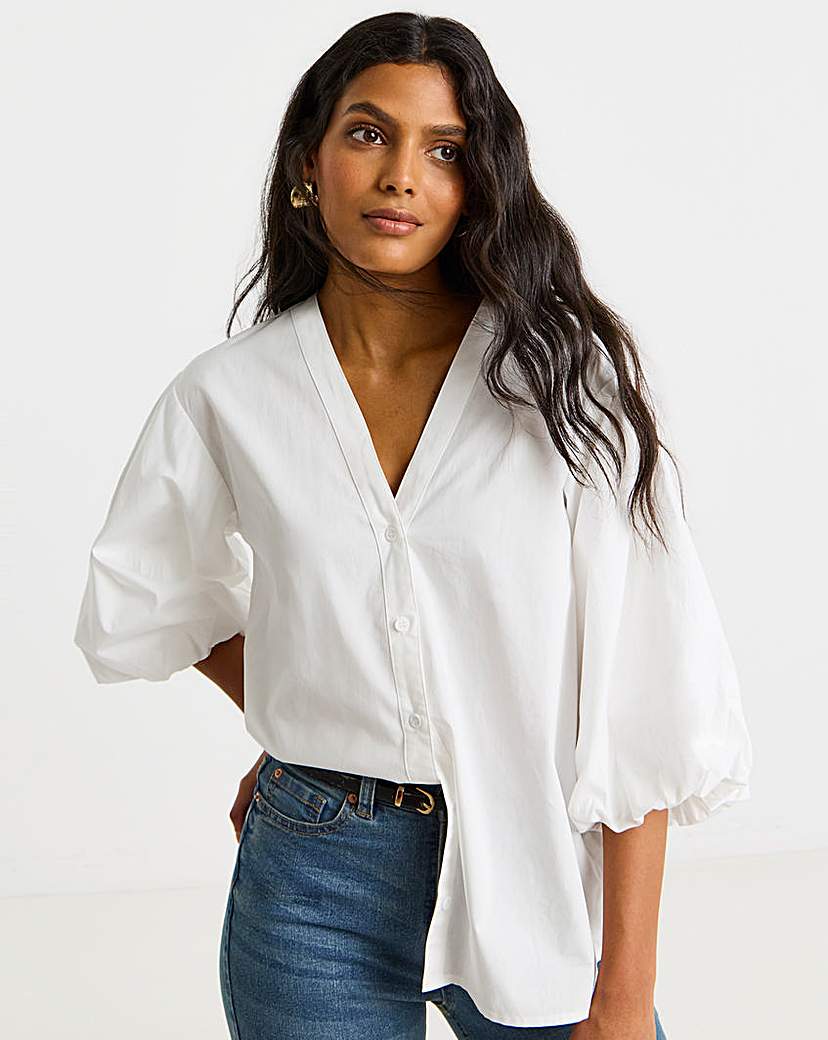 New In - White Button Through Blouse