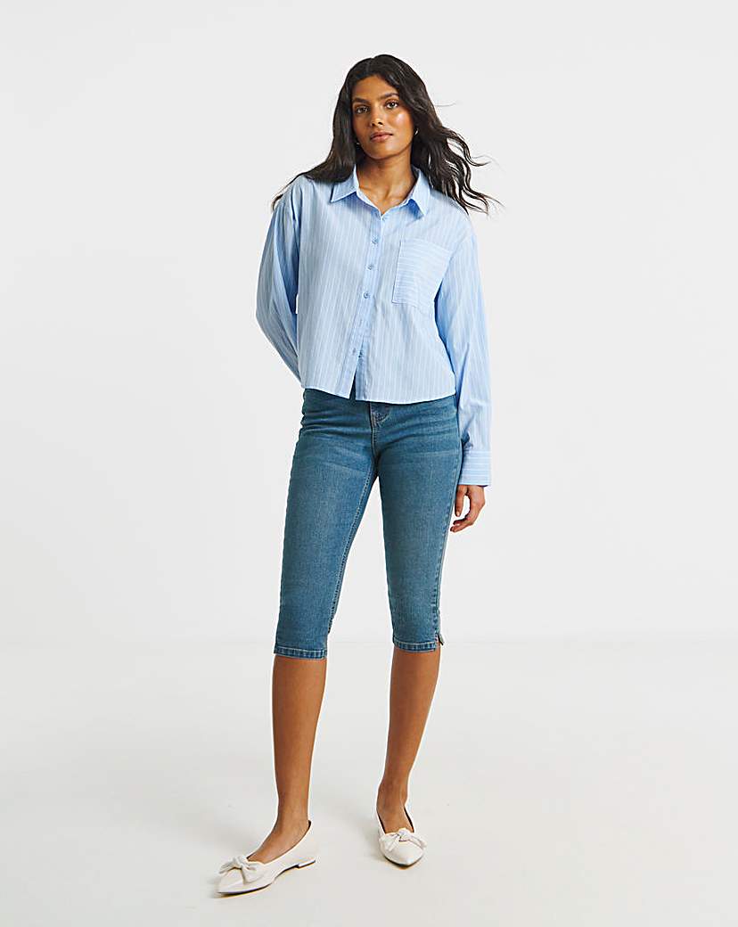 Simply Be Blue Stripe Boxy Shirt
