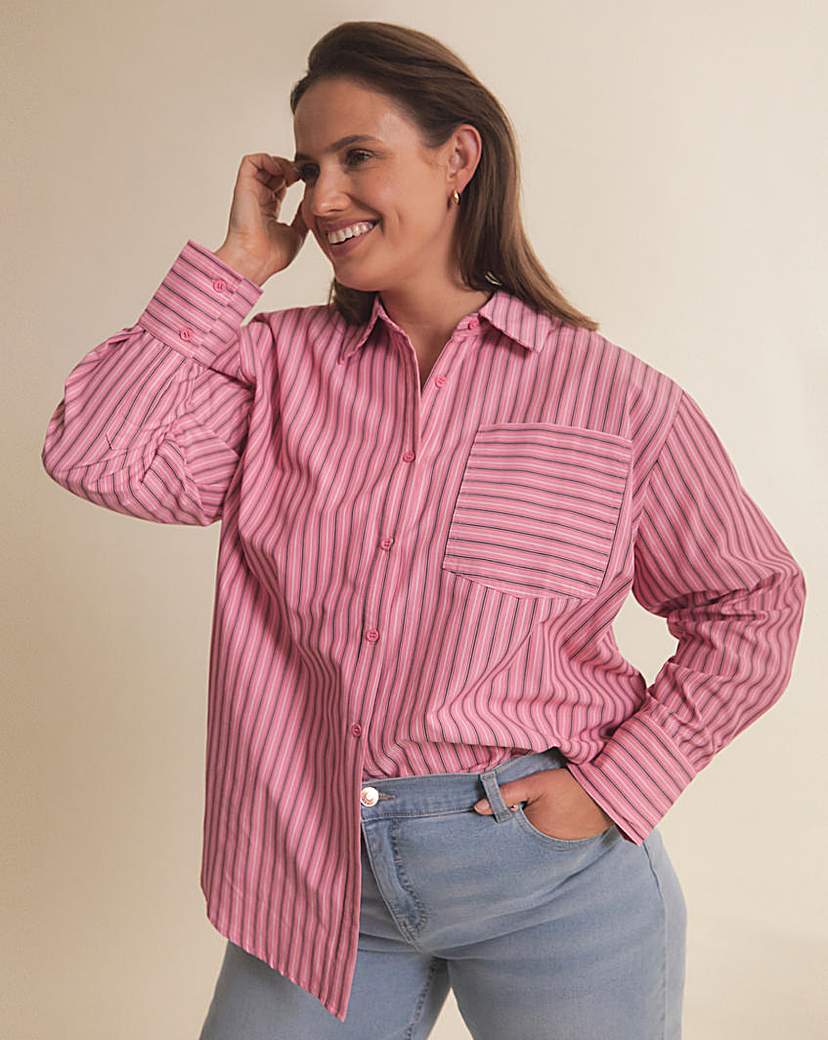 Simply Be Pink Stripe Oversized Shirt