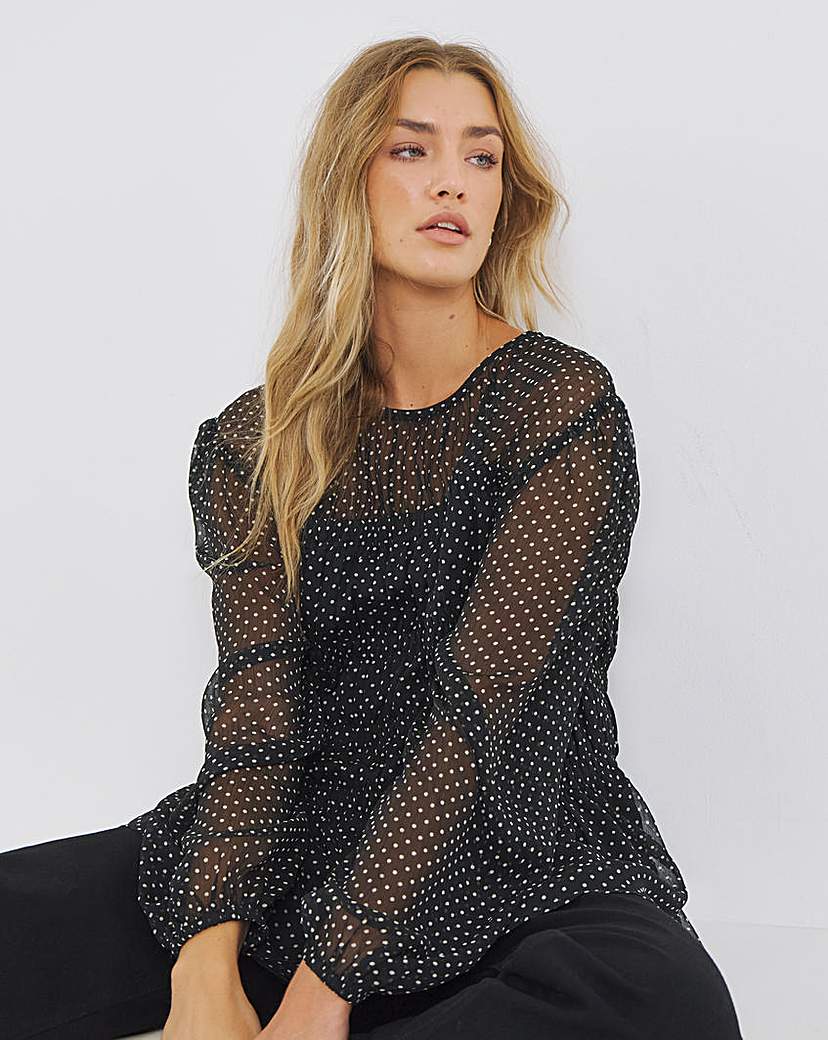 New In - Georgette Spot Shirred Blouse
