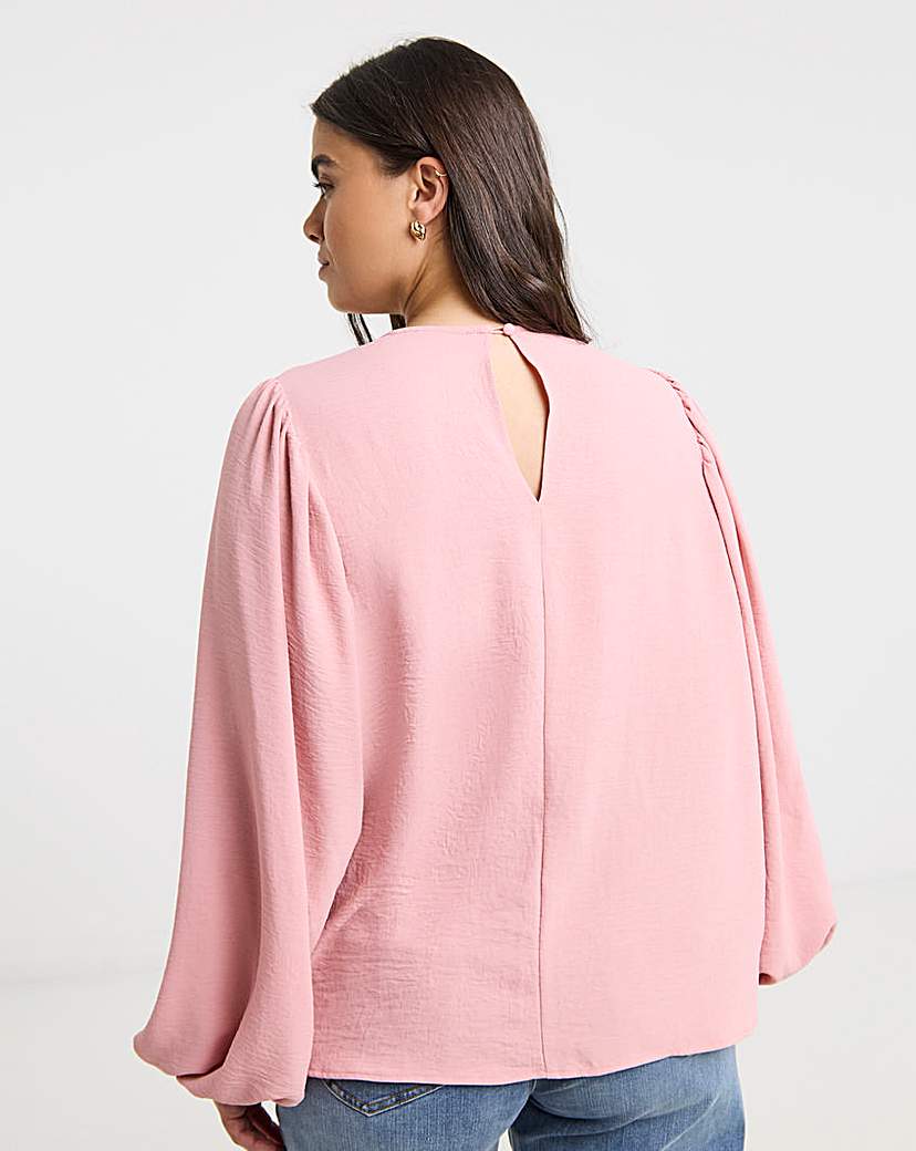 Simply Be Pink Exaggerated Sleeve Blouse