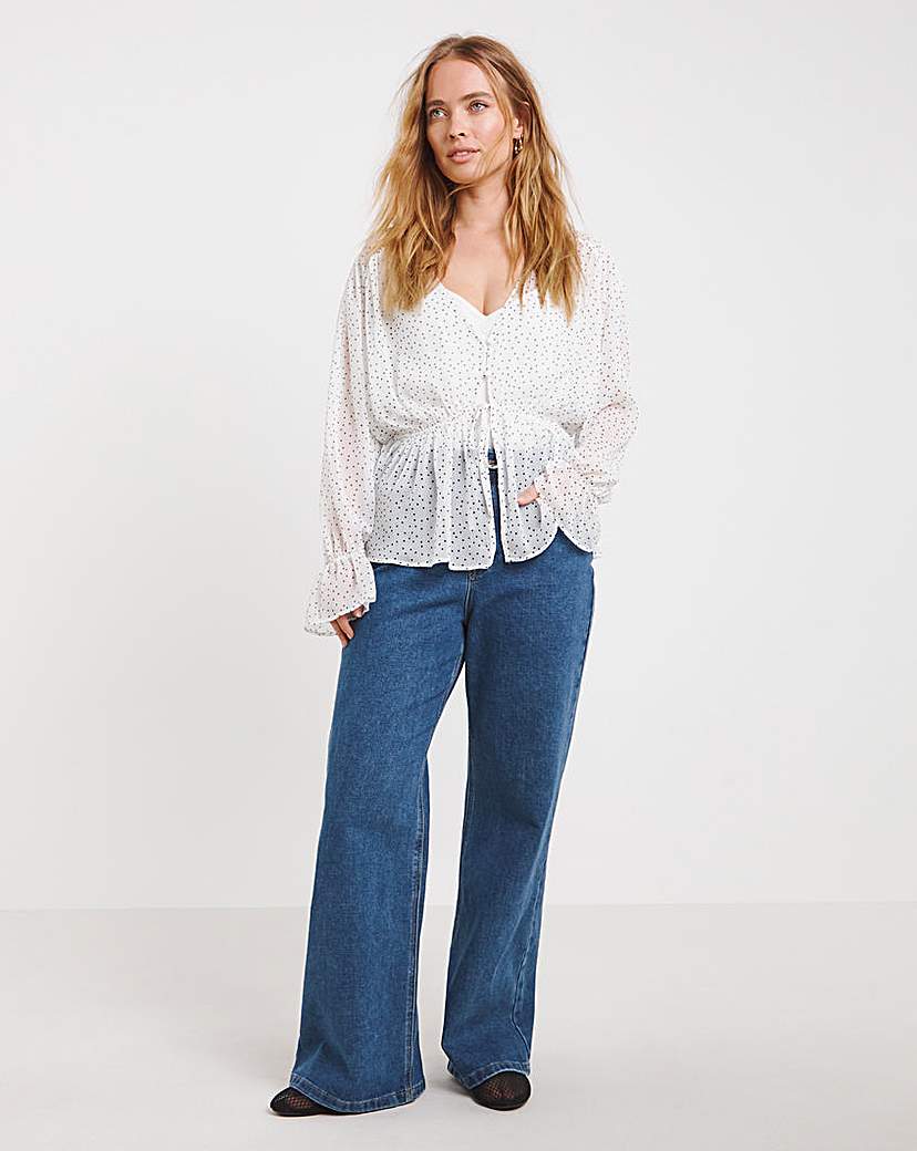 Sheer Tie Front Blouse