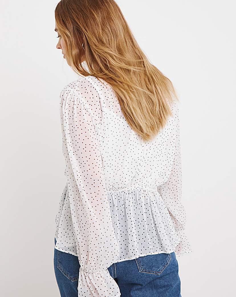 Sheer Tie Front Blouse