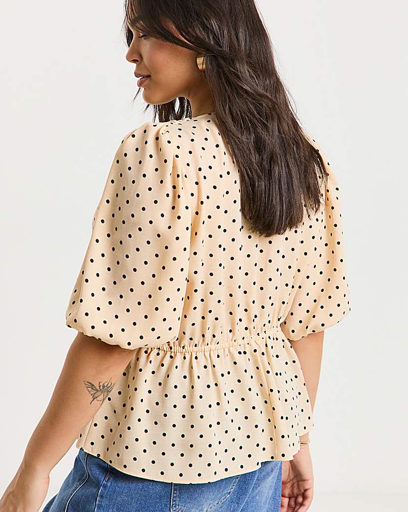 Button Through Peplum Blouse