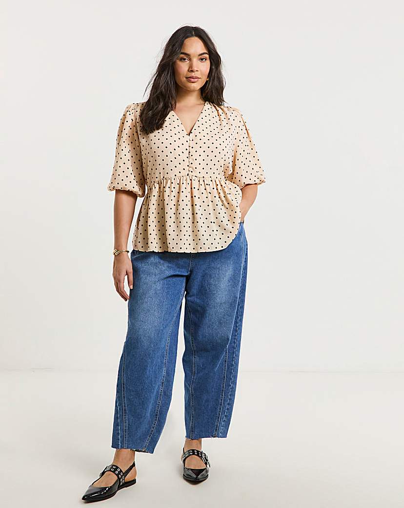 Button Through Peplum Blouse