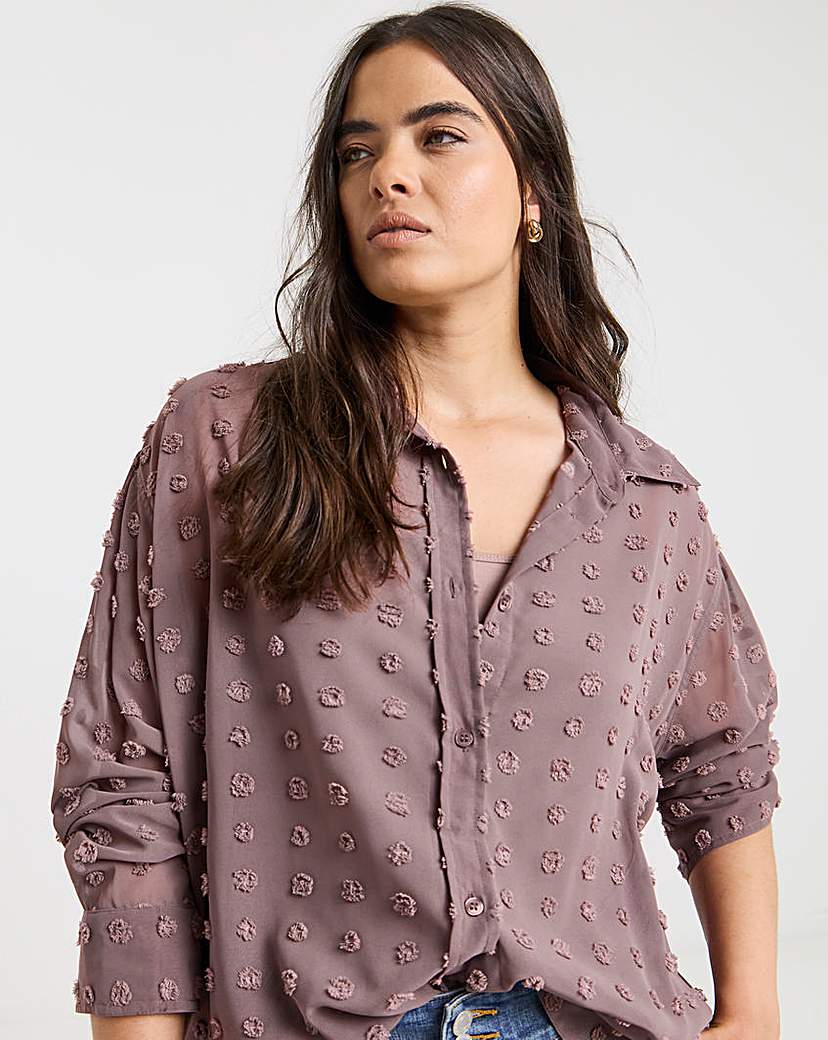 New In - Mauve Oversized Dobby Shirt