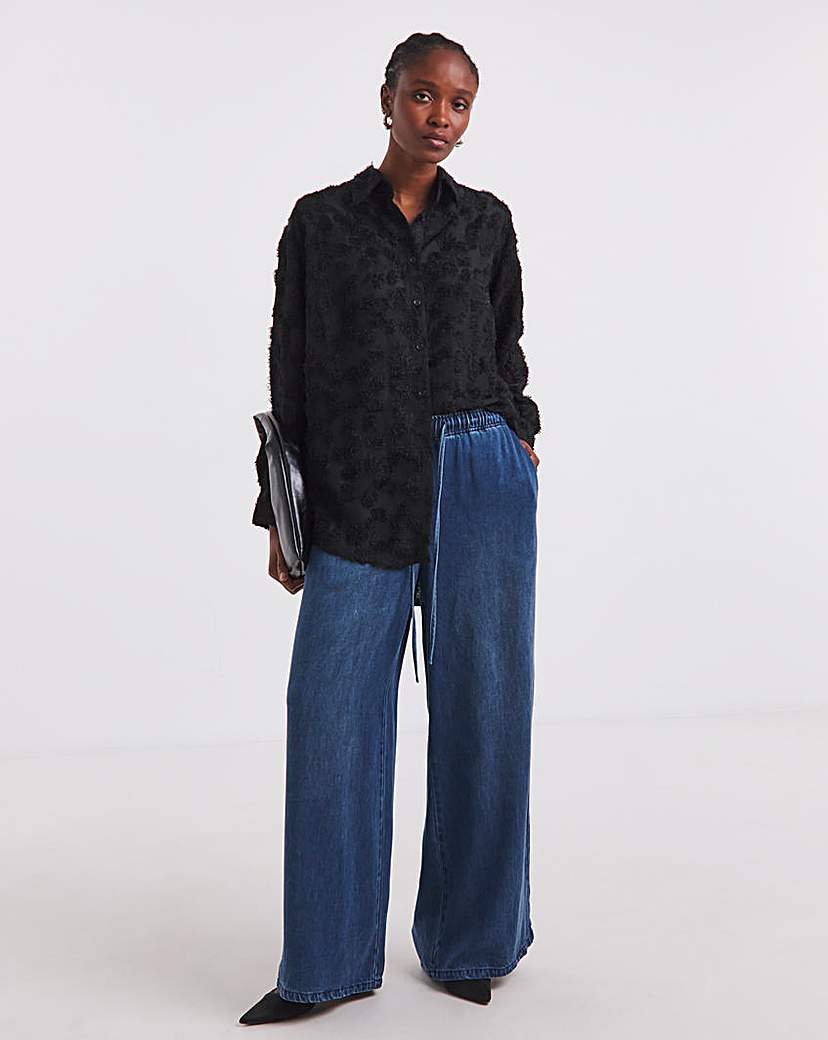 New In - Black Textured Fluffy Shirt