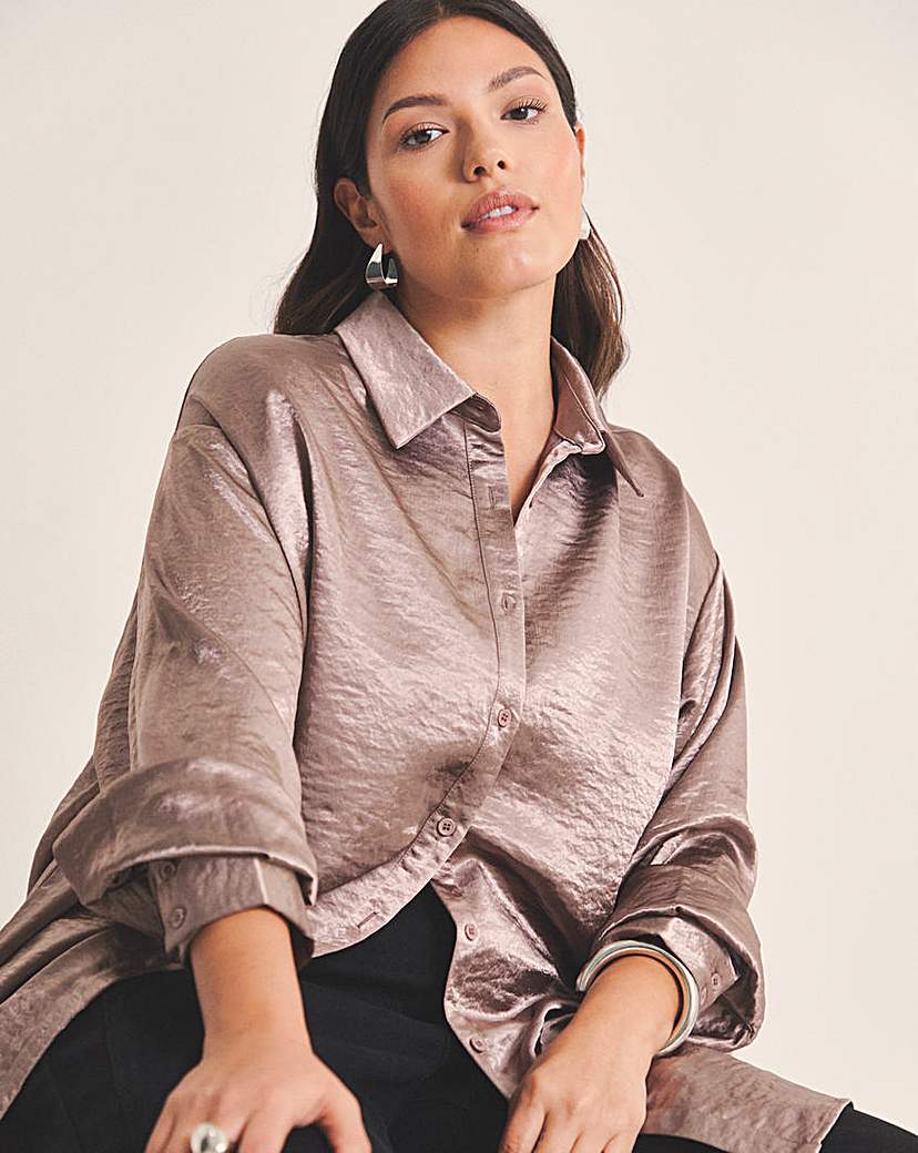 New In - Liquid Satin Oversized Shirt