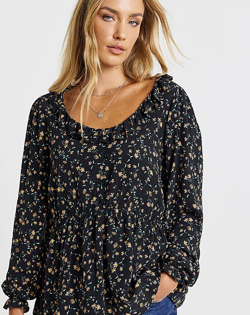 New In - Elasticated Peplum Tea Blouse