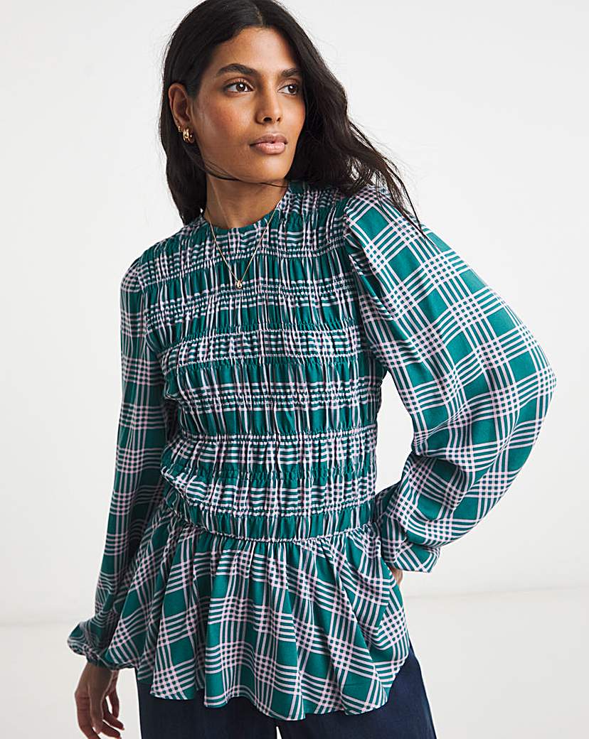 Simply Be Shirred Long Sleeve Top