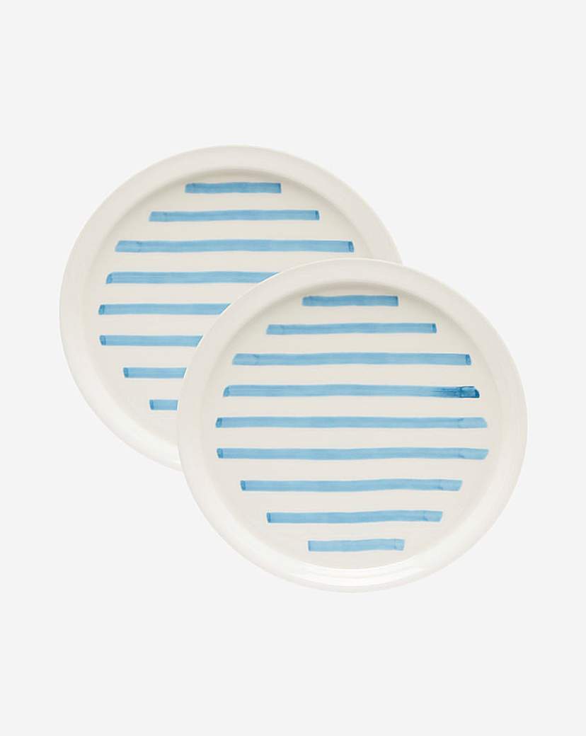 Image of Joules Set of 2 Blue Stripe Side Plate