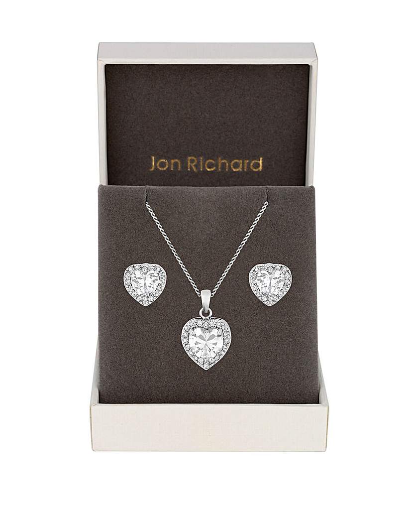 Jon Richard Pave Heart Set - Gift Boxed