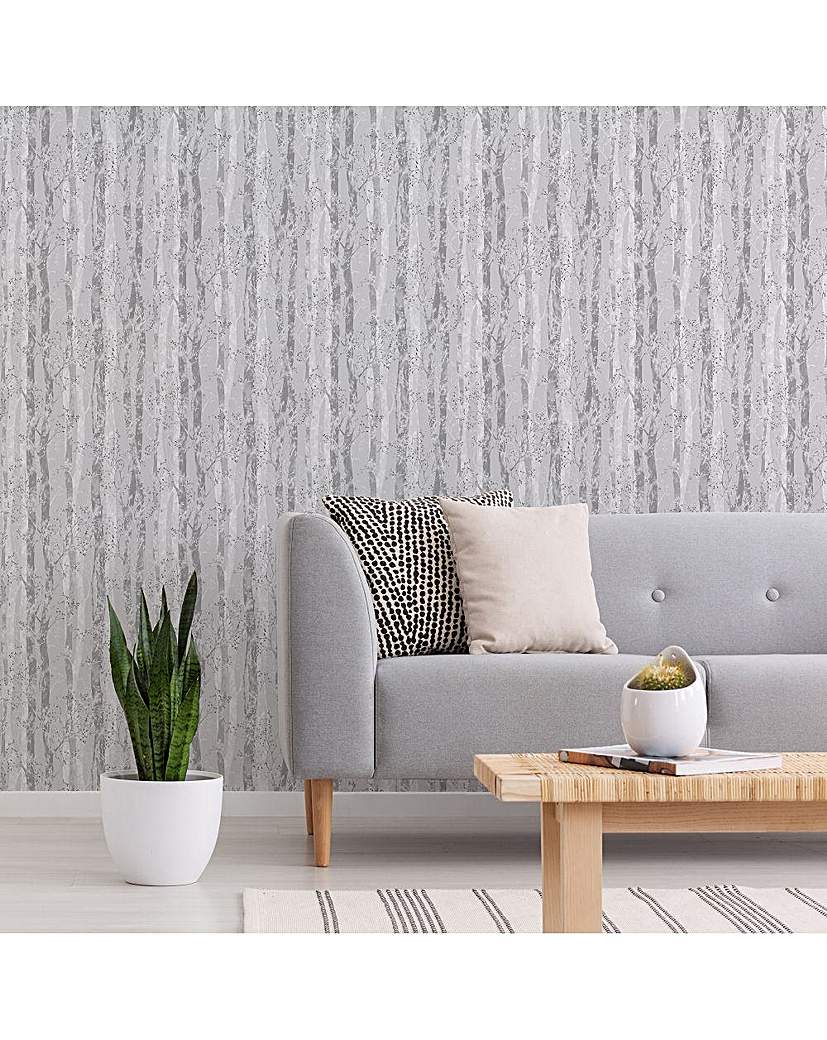 Grey/Silver Dappled Tree Forest W/Paper
