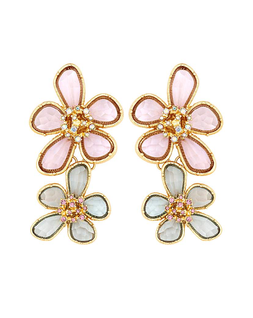 Mood Crystal Glass Flower Drop Earrings