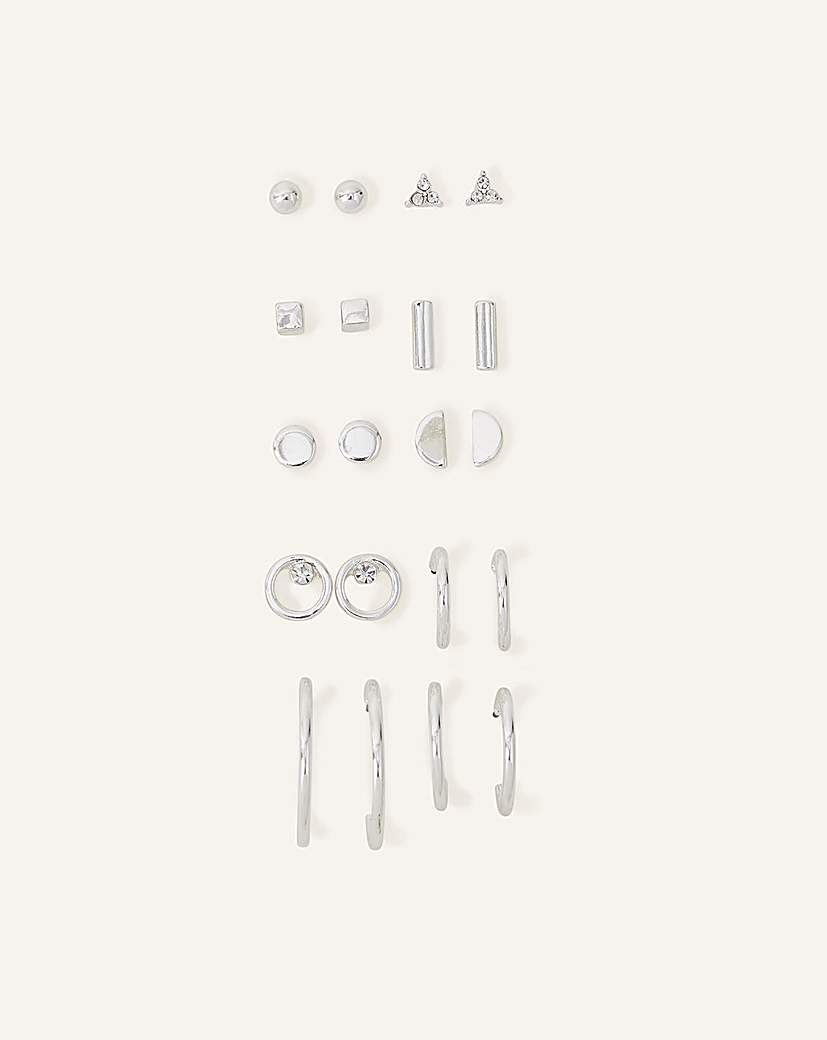 Accessorize Stud & Hoop Earrings 10 Pack