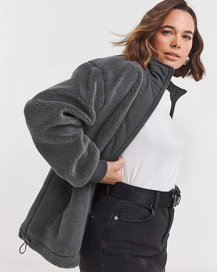 Funnel Neck Longline Borg Jacket