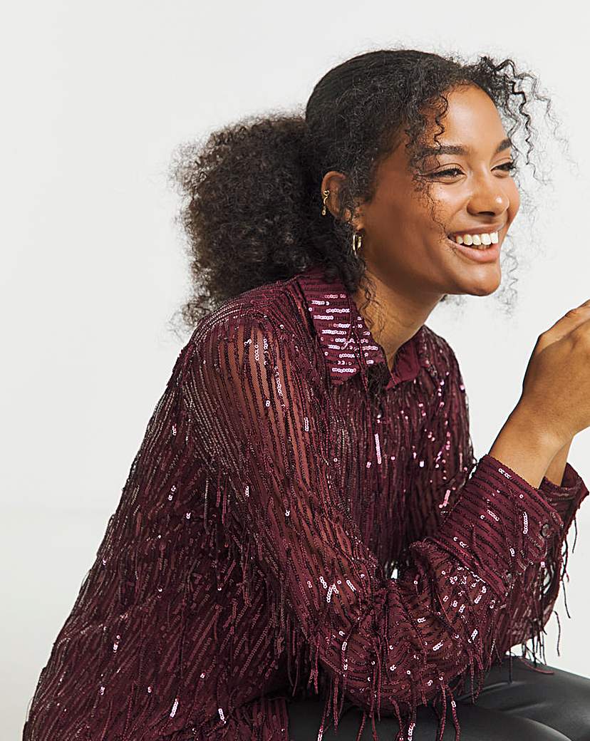 New In - Joanna Hope Tassle Sequin Shirt