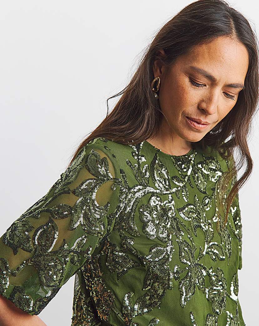 New In - Joanna Hope Floral Sequin Top