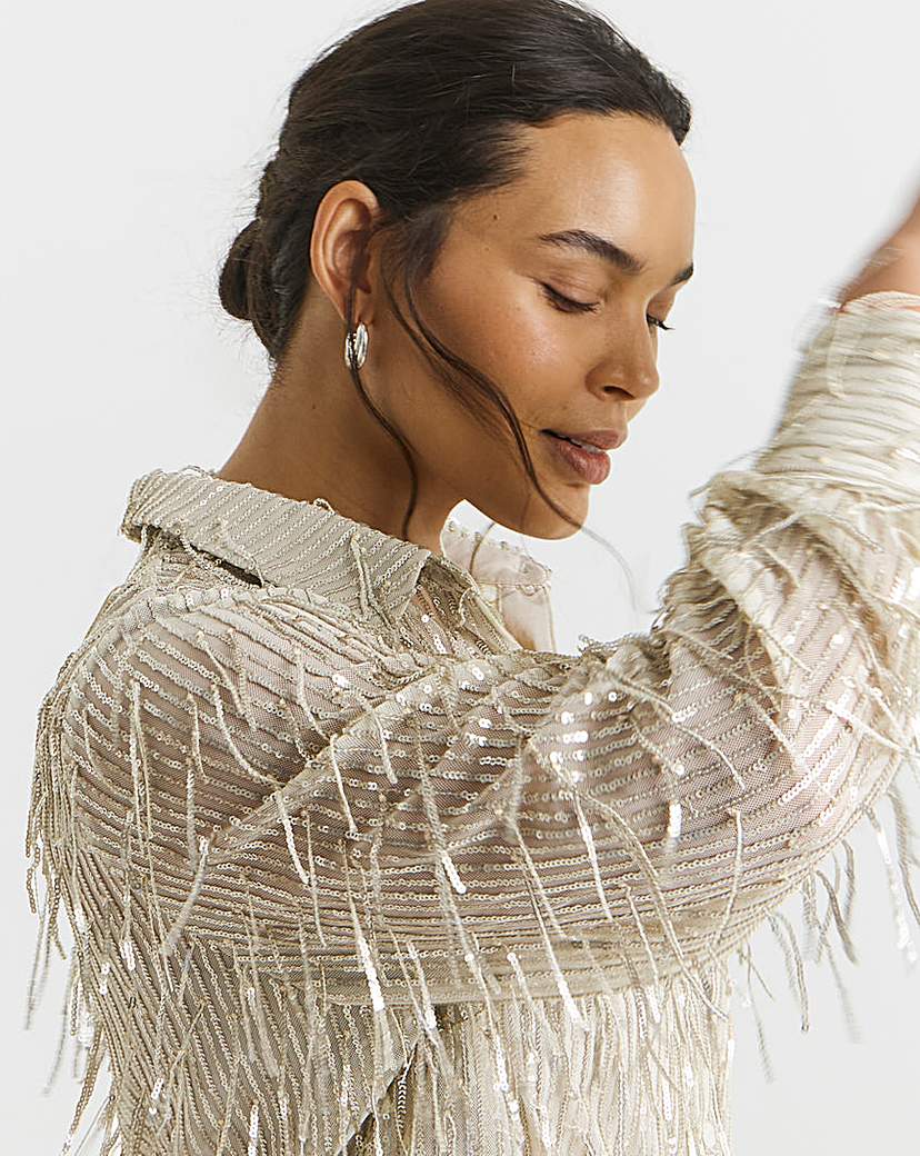 New In - Joanna Hope Tassle Sequin Shirt