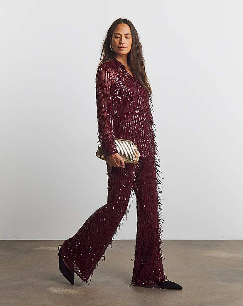 New In - Joanna Hope Tassle Sequin Trousers