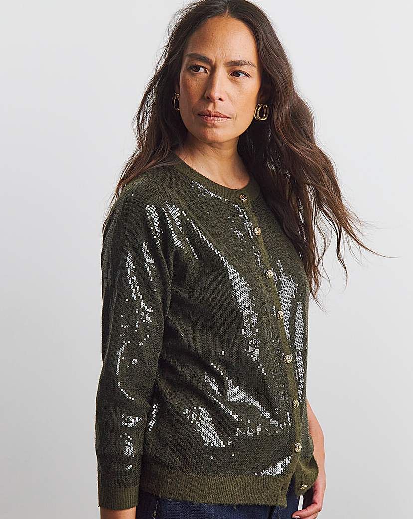 New In - Joanna Hope Sequin Knit Cardigan