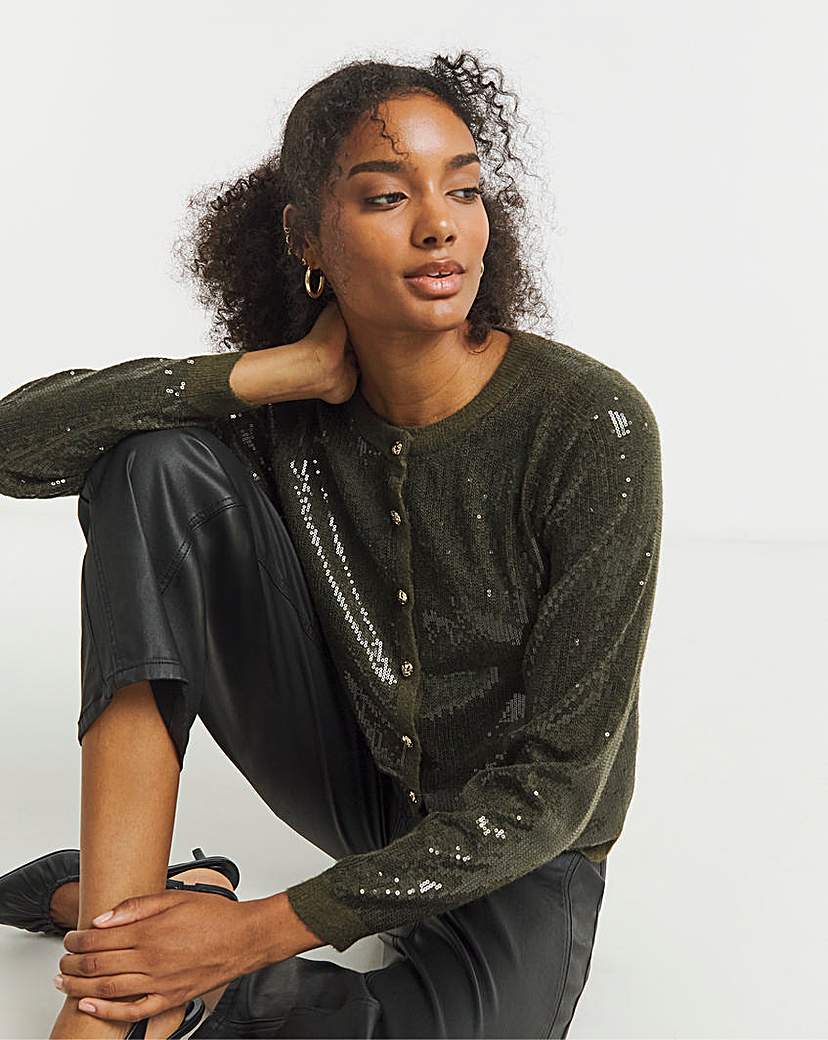 New In - Joanna Hope Sequin Knit Cardigan