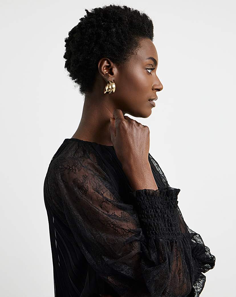 New In - Joanna Hope Pleated Lace Blouse