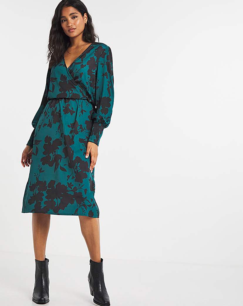 Joe Browns Satin Floral Wrap Dress