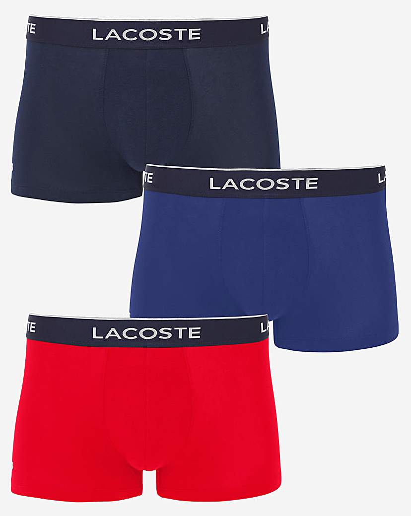 lacoste 3 pack waistband trunks