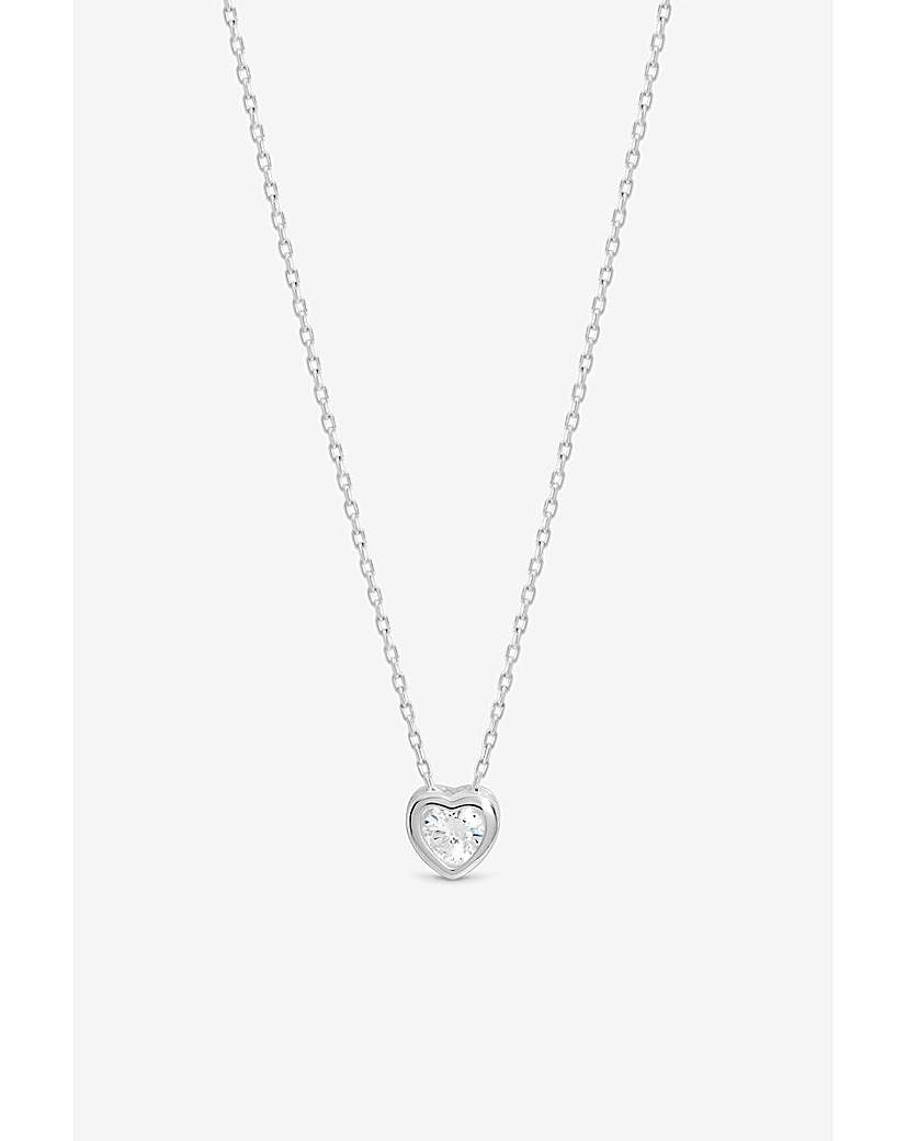 Silver Bezel Heart Heart Necklace