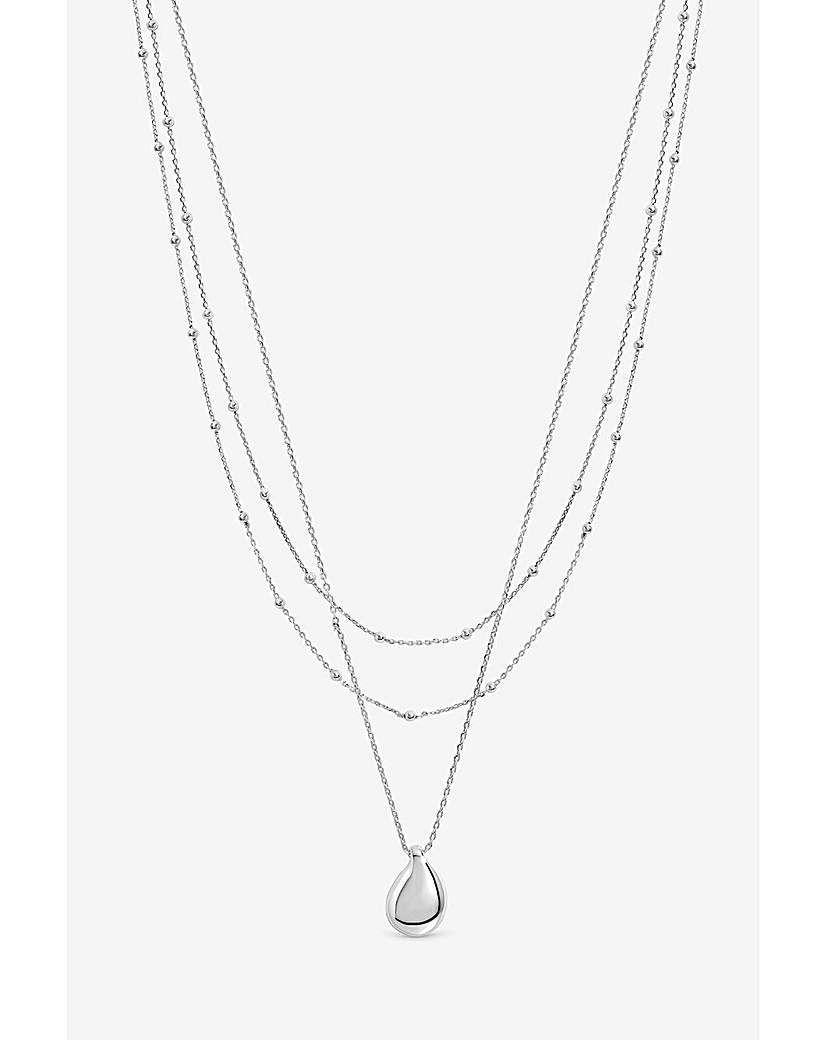 Silver Double Row Droplet Necklace
